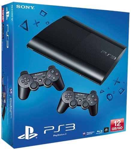 Sony PlayStation 3 Konsole Super Slim 12GB inkl. 2x DualShock 3 Wireless Controller - Schwarz