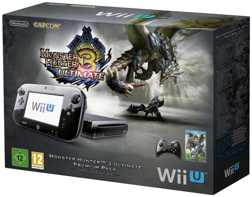 Nintendo Wii U Konsole - Monster Hunter 3 Premium Pack - 32GB - Schwarz