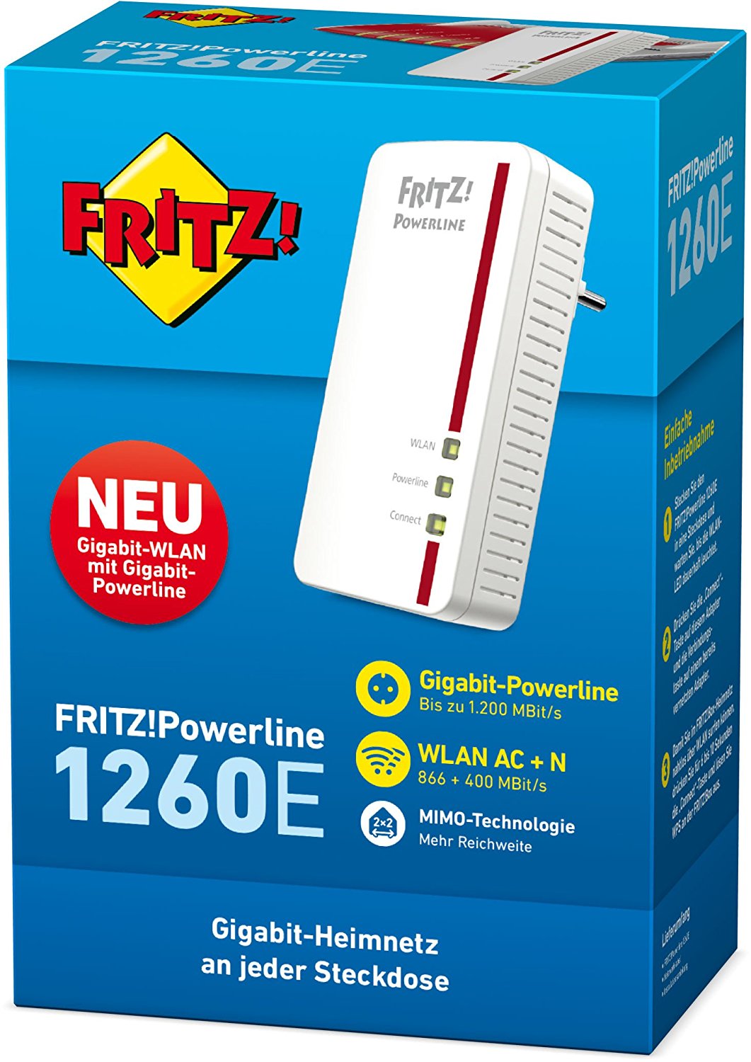 AVM FRITZ!Powerline 1260E Einzeldapter - Weiß