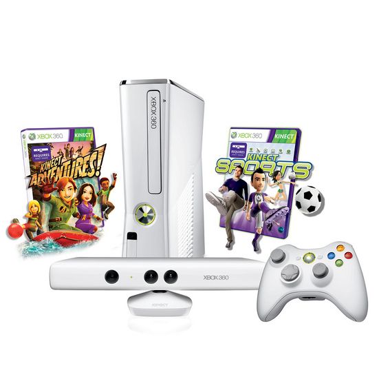 Microsoft Xbox 360 Konsole 4GB inkl. Kinect Sensor + Kinect Sports Bundle - inkl. Wireless Controller - Weiß