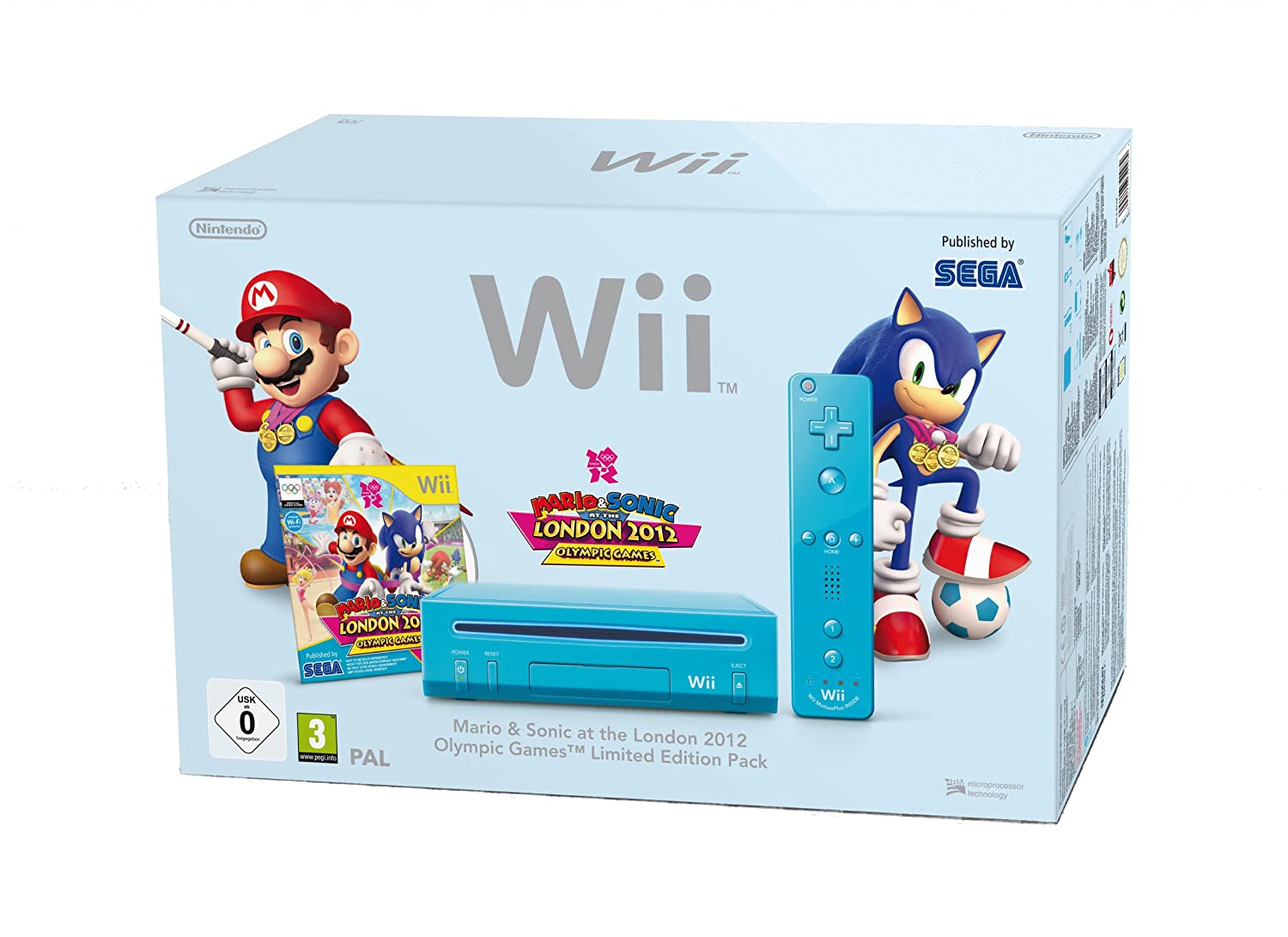 Nintendo Wii Konsole inkl. Mario & Sonic bei den Olympischen Spielen + Remote Plus Cotroller - Blau