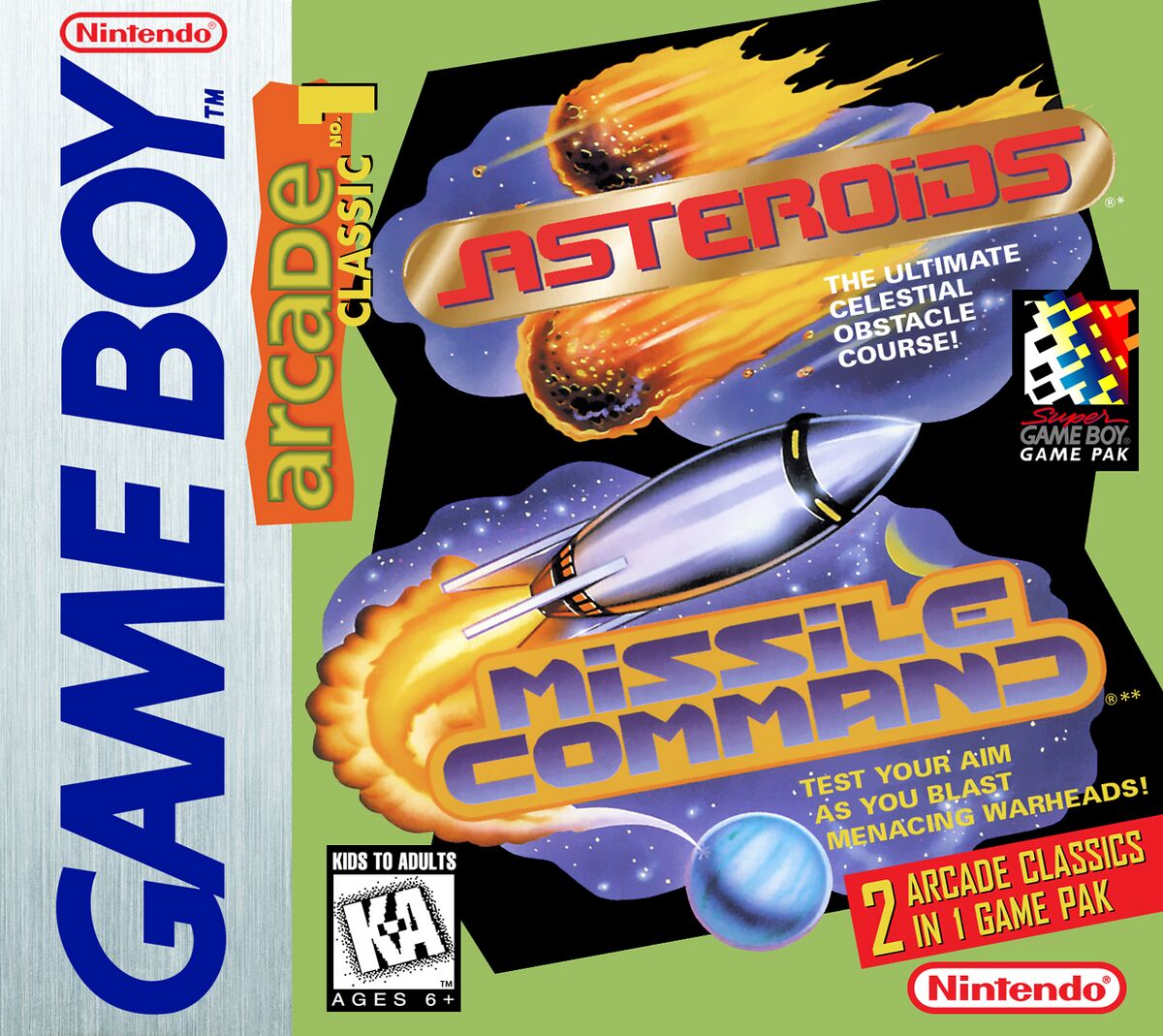Arcade Classic 1 - Asteroids / Missile Command - [Game Boy]